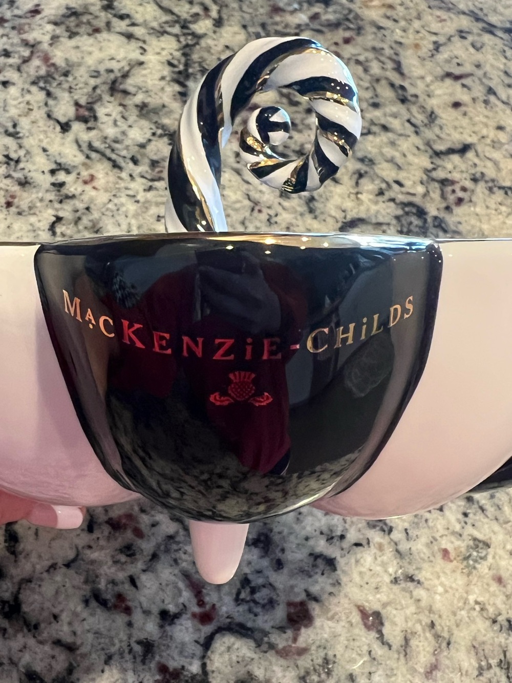 MacKenzie-Childs Vintage Black and White Stemmed Bowl 10." Retired and Rare! - Picture 8 of 10